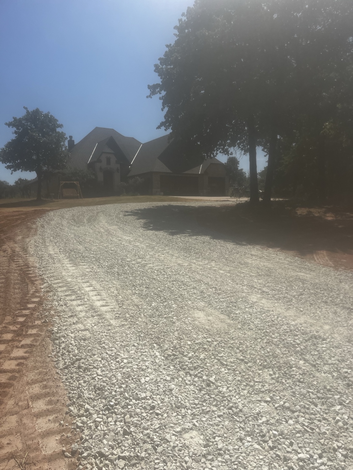 New gravel driveway installation